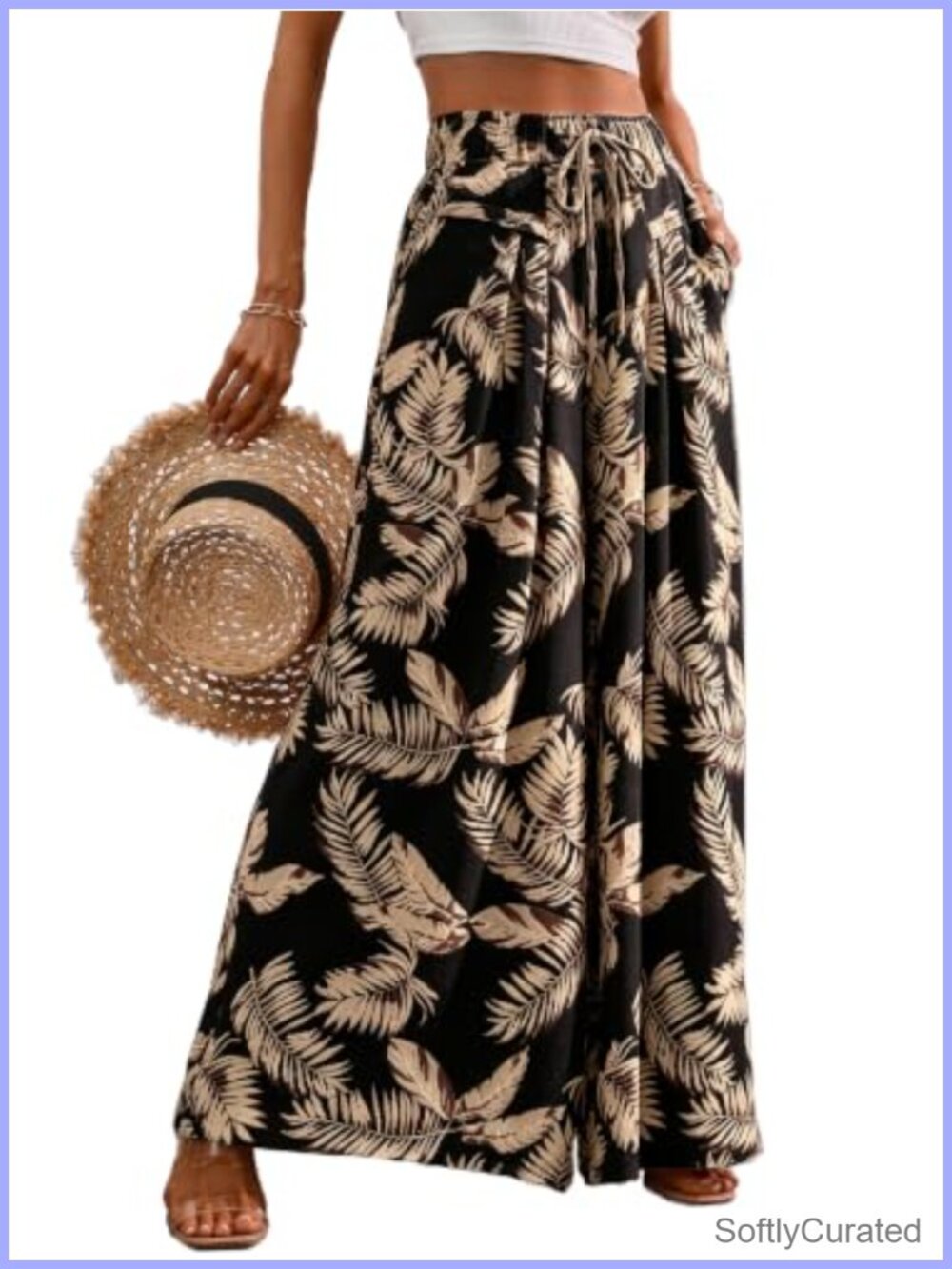 CORSKI Flow Wide Leg Palazzo Pants Women Elastic Waist Lounge Trousers Pockets